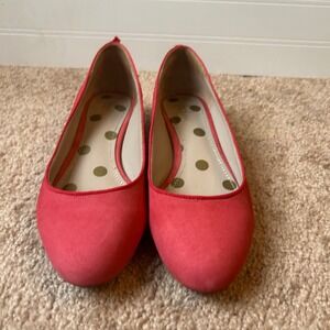 Boden Suede Block Heel Pumps Coral Pink Polka Dot Insole Round Toe 36.5